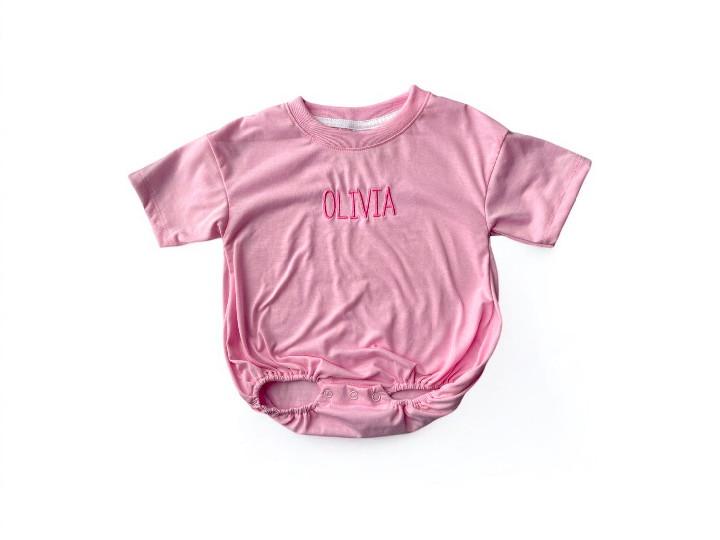 Dusty Rose Bubble Tee Romper & Bow Set