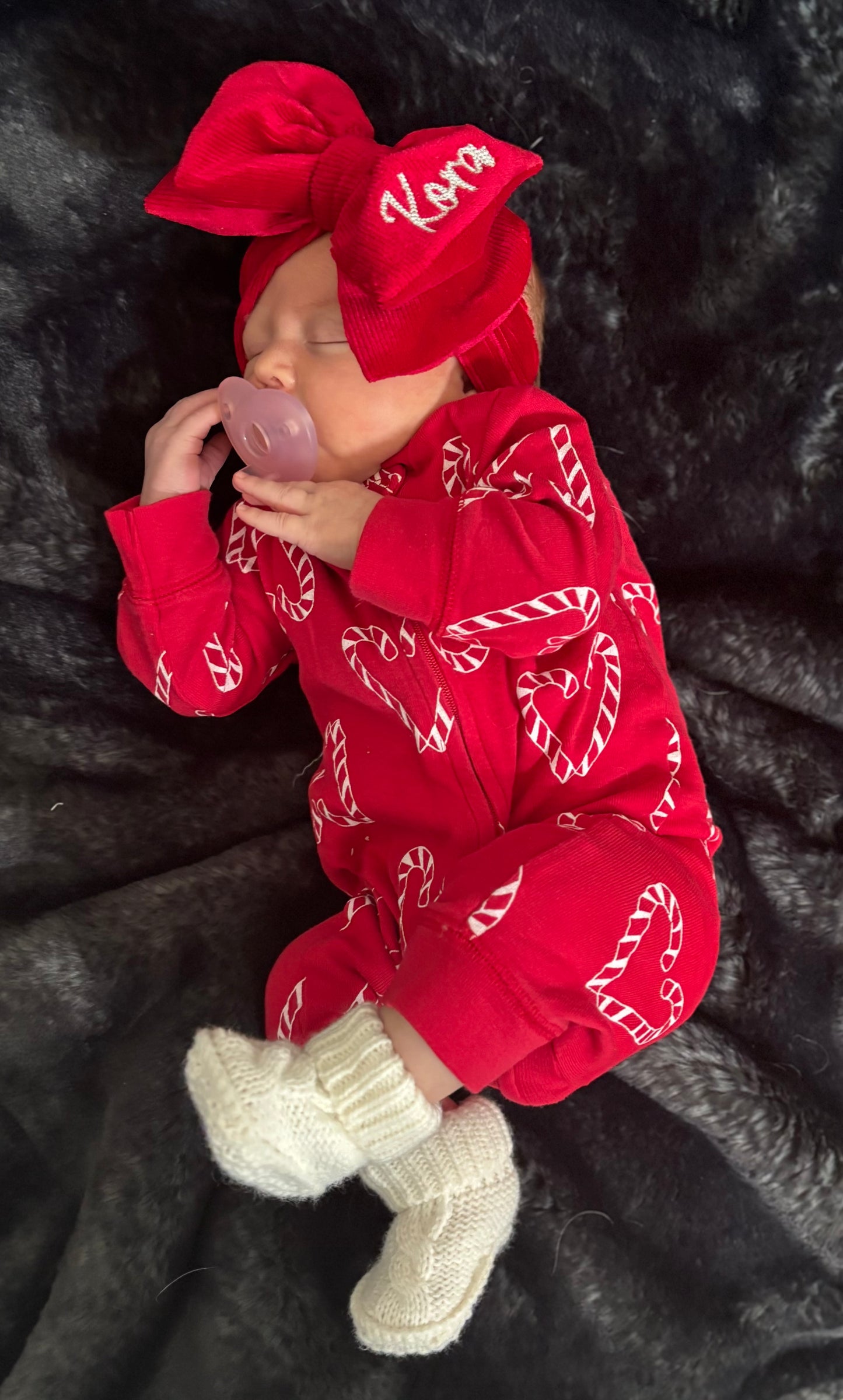 Christmas Sweatshirt Bubble Romper & Bow Set