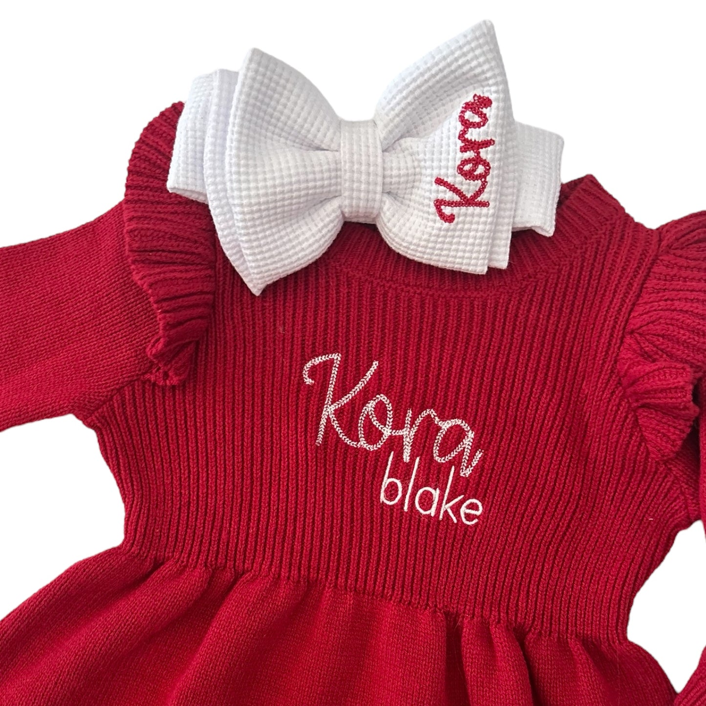 Ruffle Sweater Dress & Bow