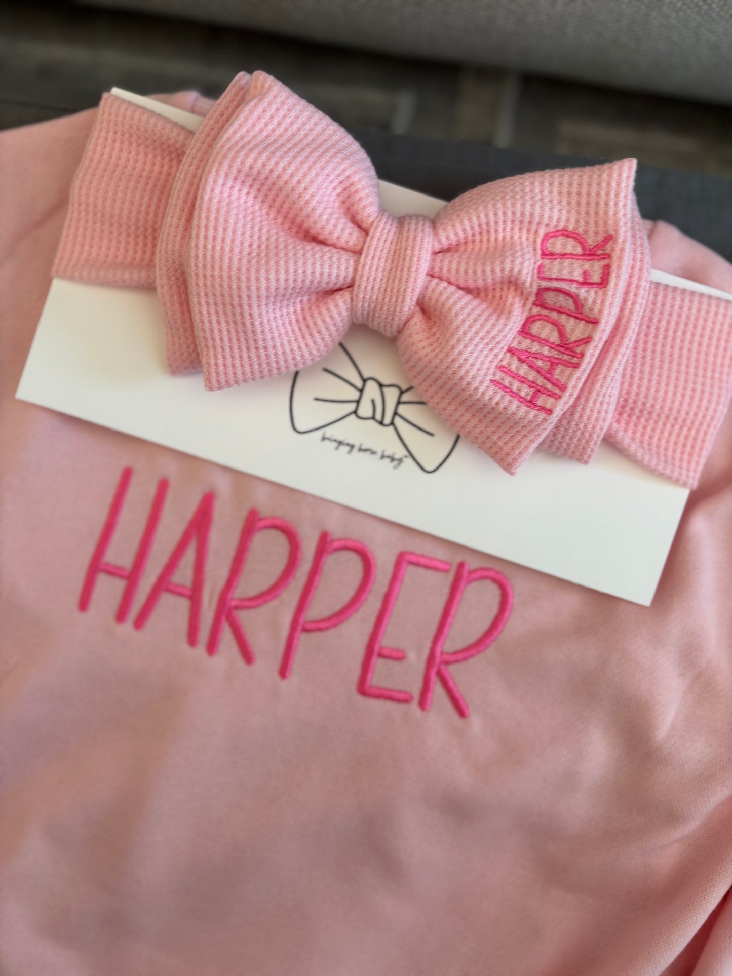 Personalized Sweatshirt Bubble Romper & Bow