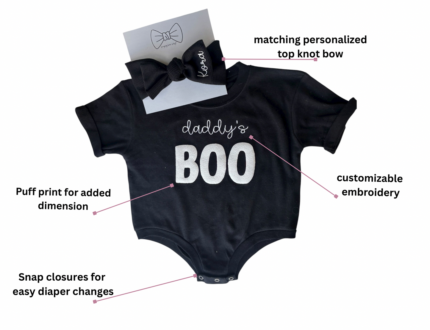 Daddy’s Boo Bubble Romper & Bow Set