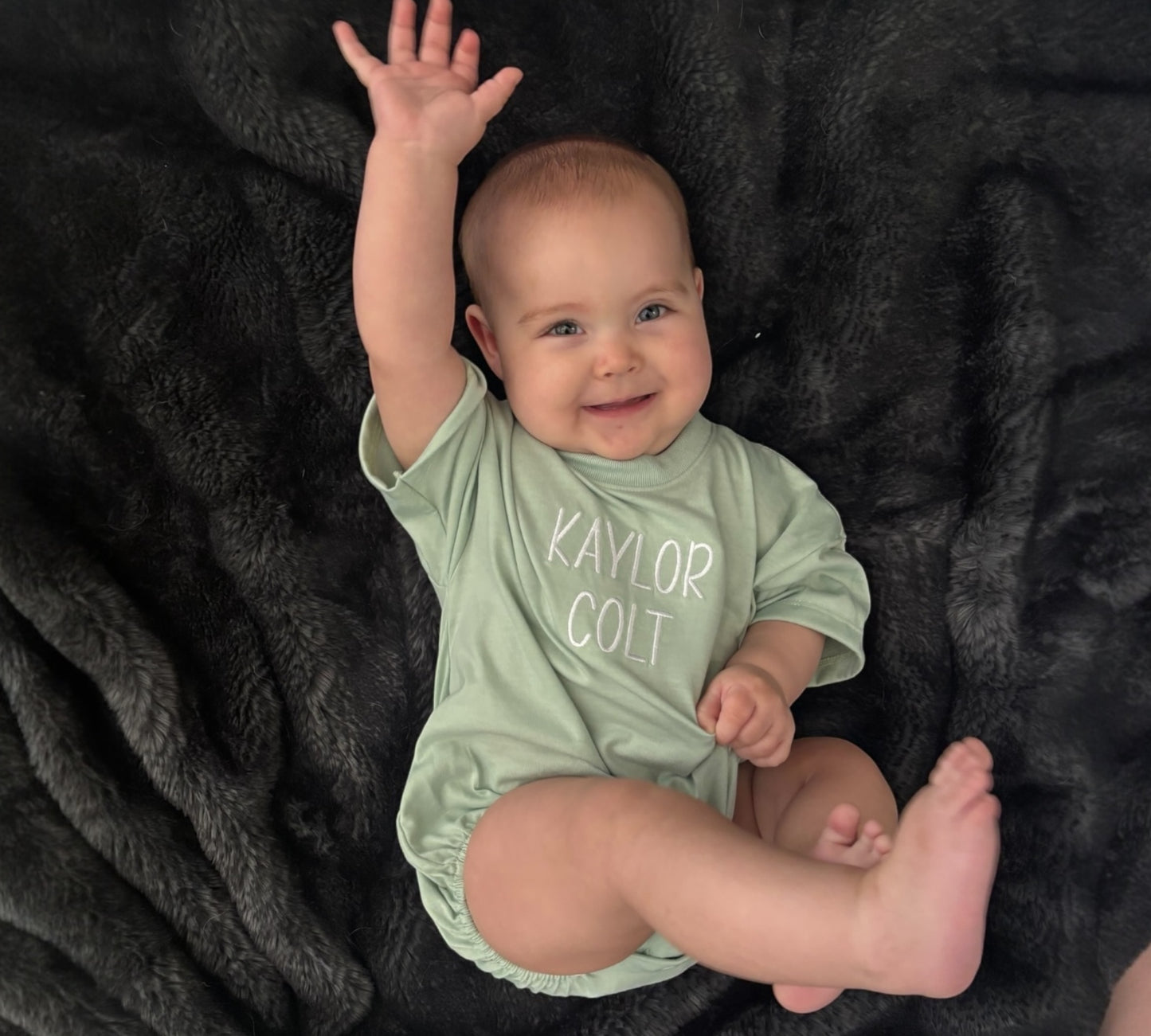 Sage Green Tee Bubble Romper