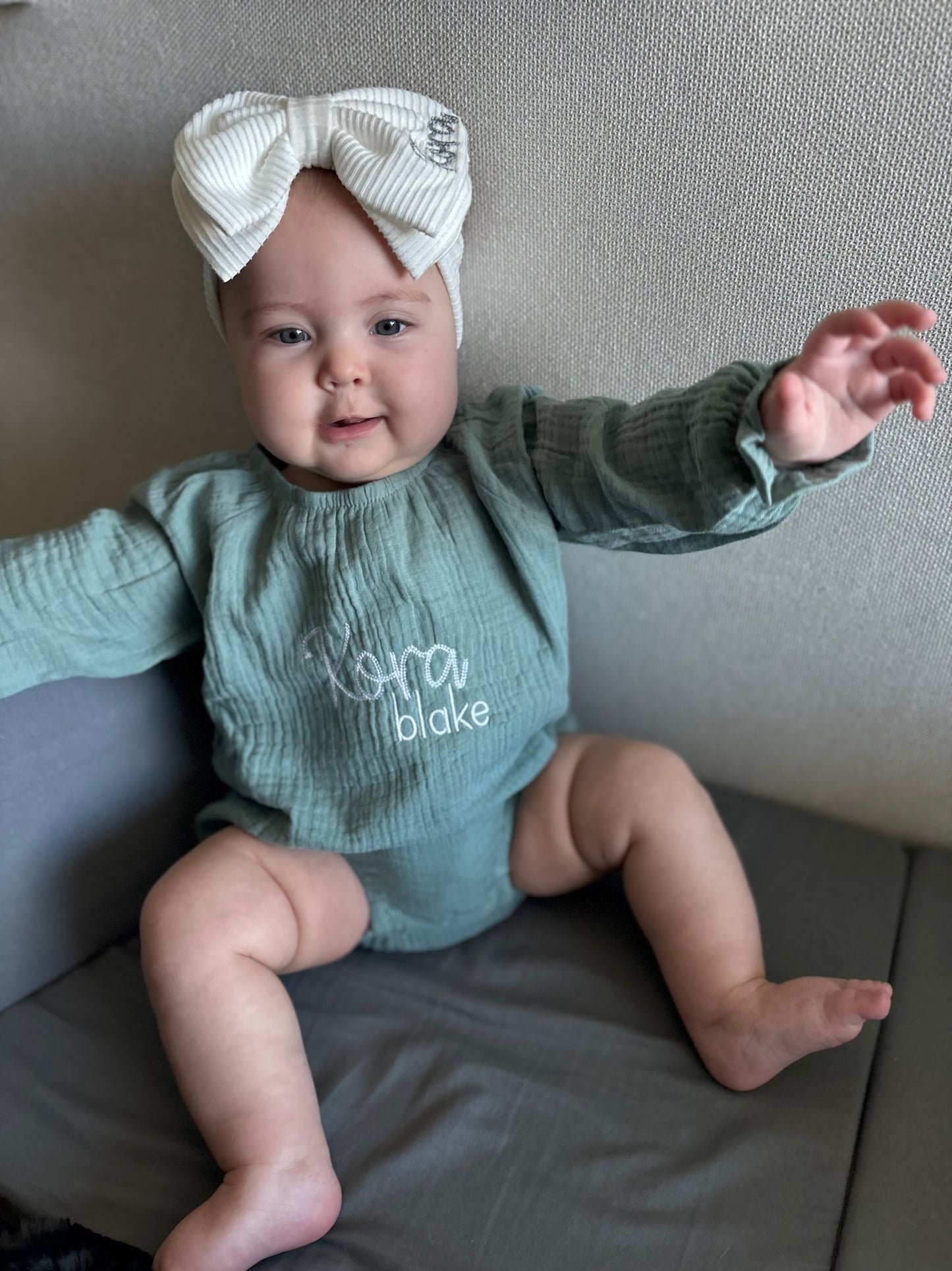 Customized Organic Cotton Long Sleeve Bubble Romper