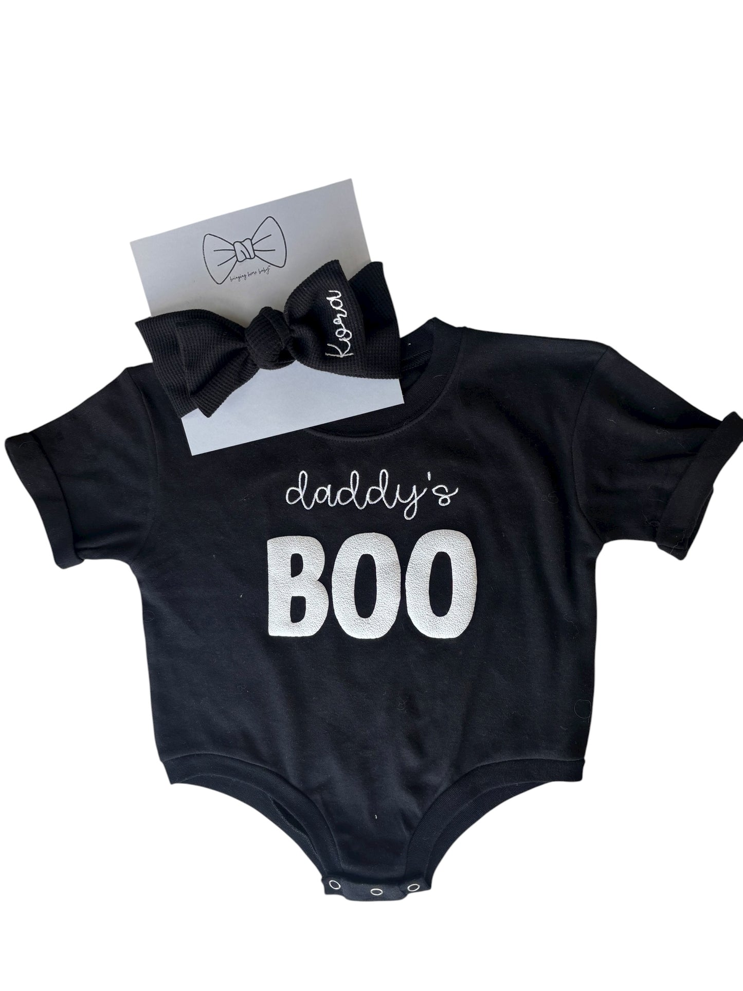 Daddy’s Boo Bubble Romper & Bow Set