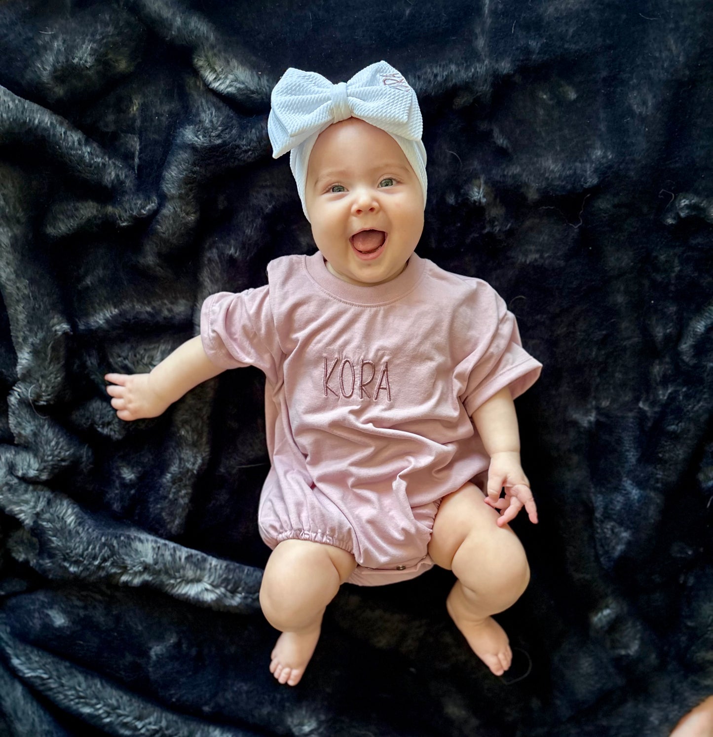 Dusty Rose Bubble Tee Romper & Bow Set