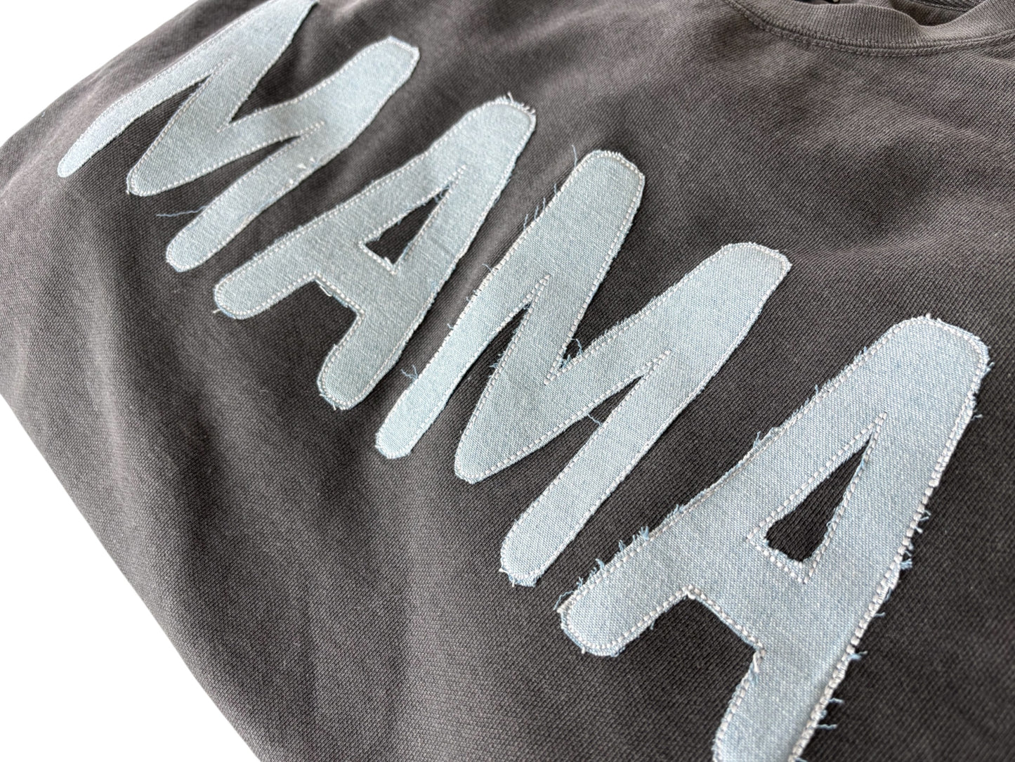 Mama Frayed Denim Sweatshirt