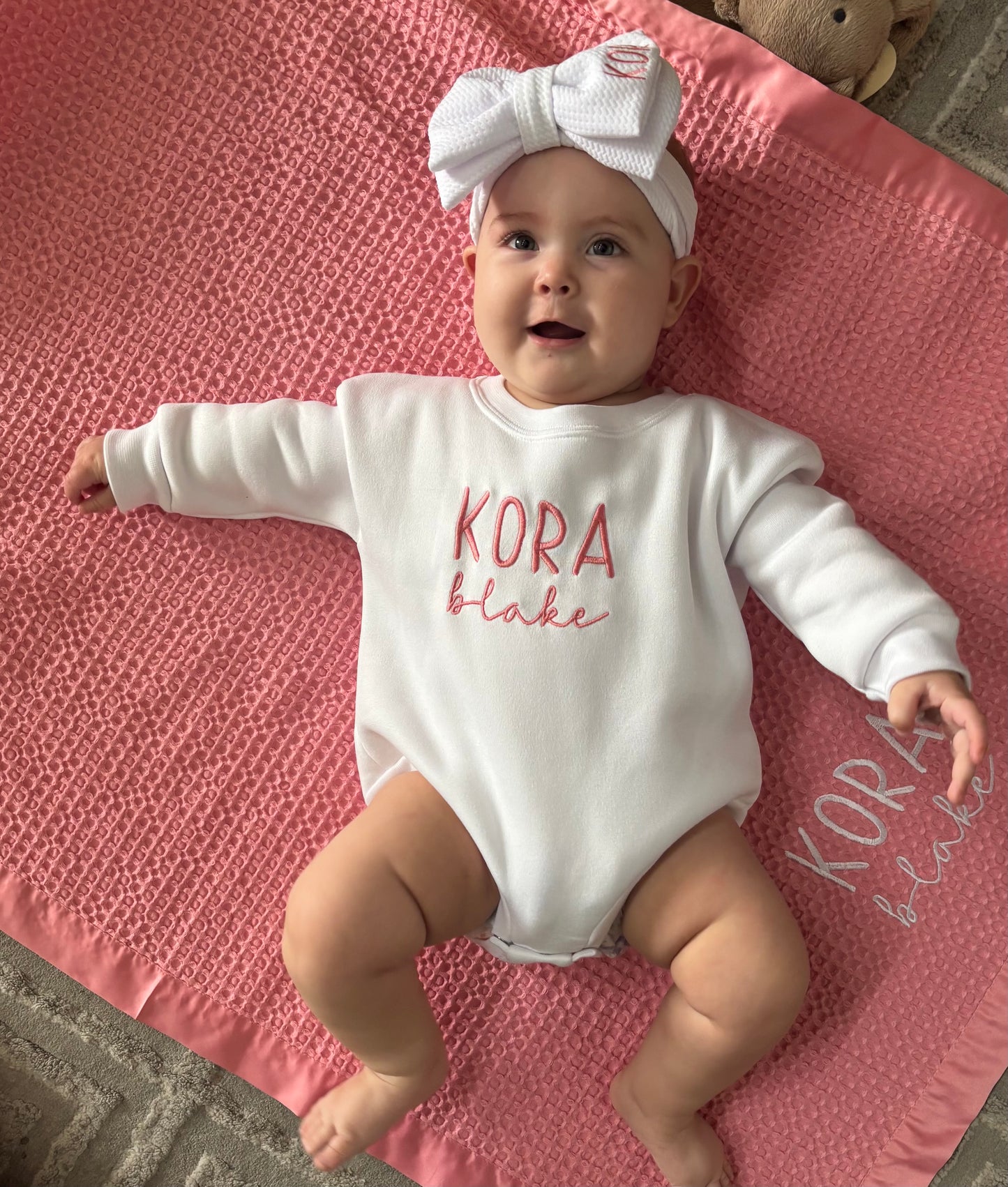 Personalized Blanket, Bow & Bubble Set