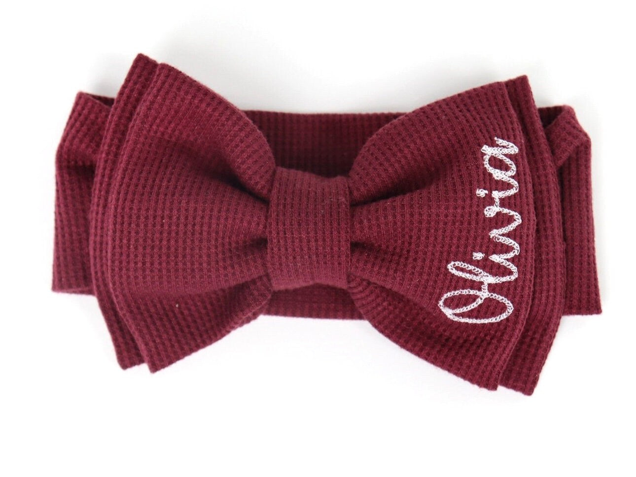 Fall Bow Headband Gift Set personalized with Baby girl name. Custom baby gift with stretchy headband monogrammed bows for baby