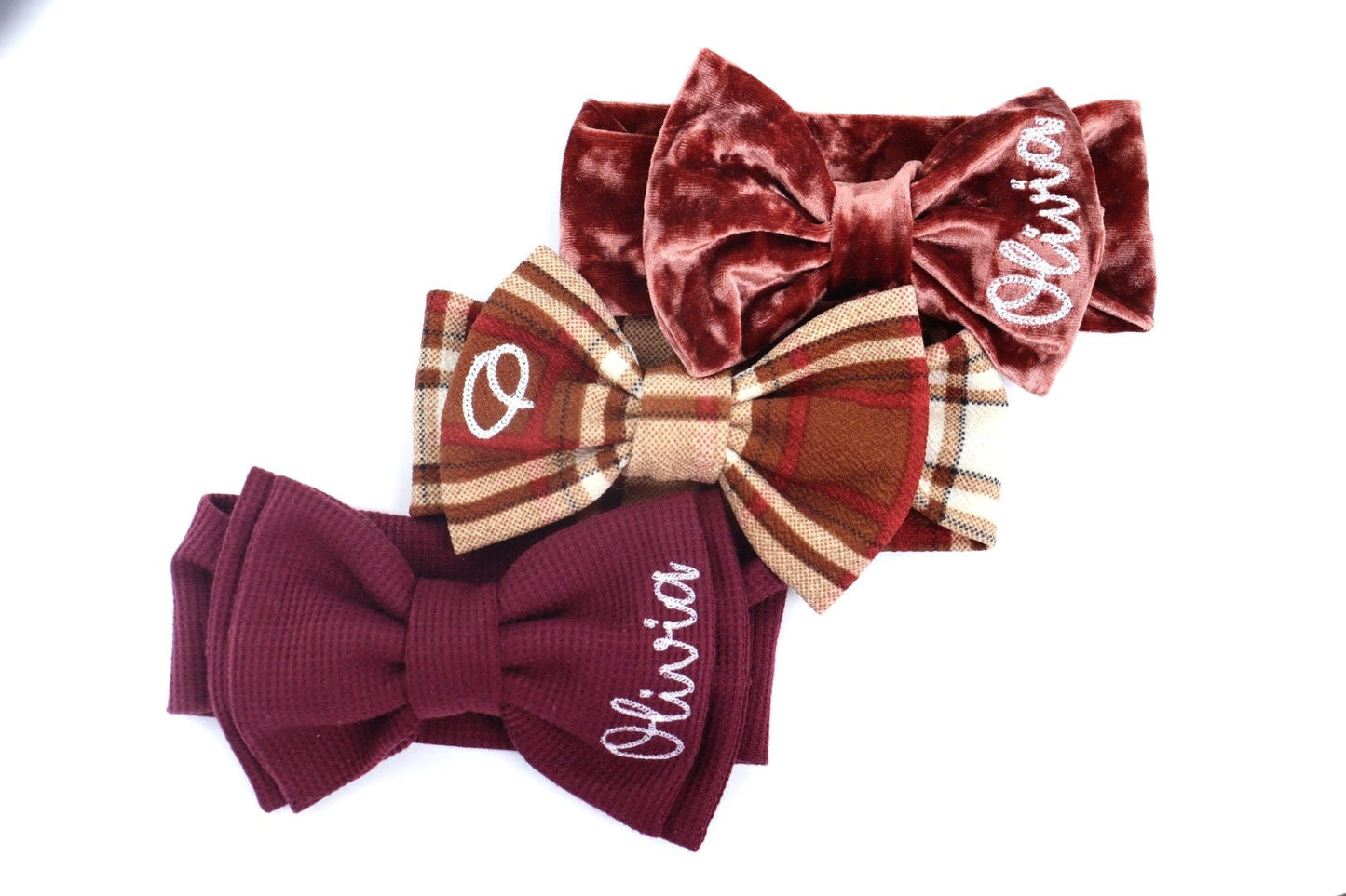 Fall Bow Headband for Newborns, Infants and Toddlers perfect for gifts, everyday, taking baby home, and photoshoots -soft stretchy velvet