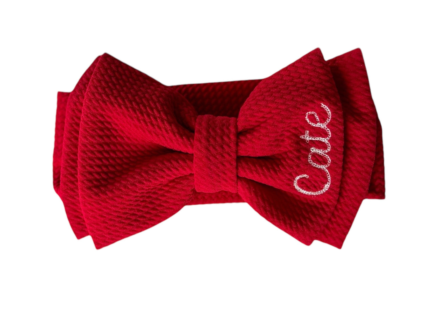 Game Day Bow Headband for Newborn, infant or toddler with Baby girl name or team logo Custom Stretchy headband monogrammed bow