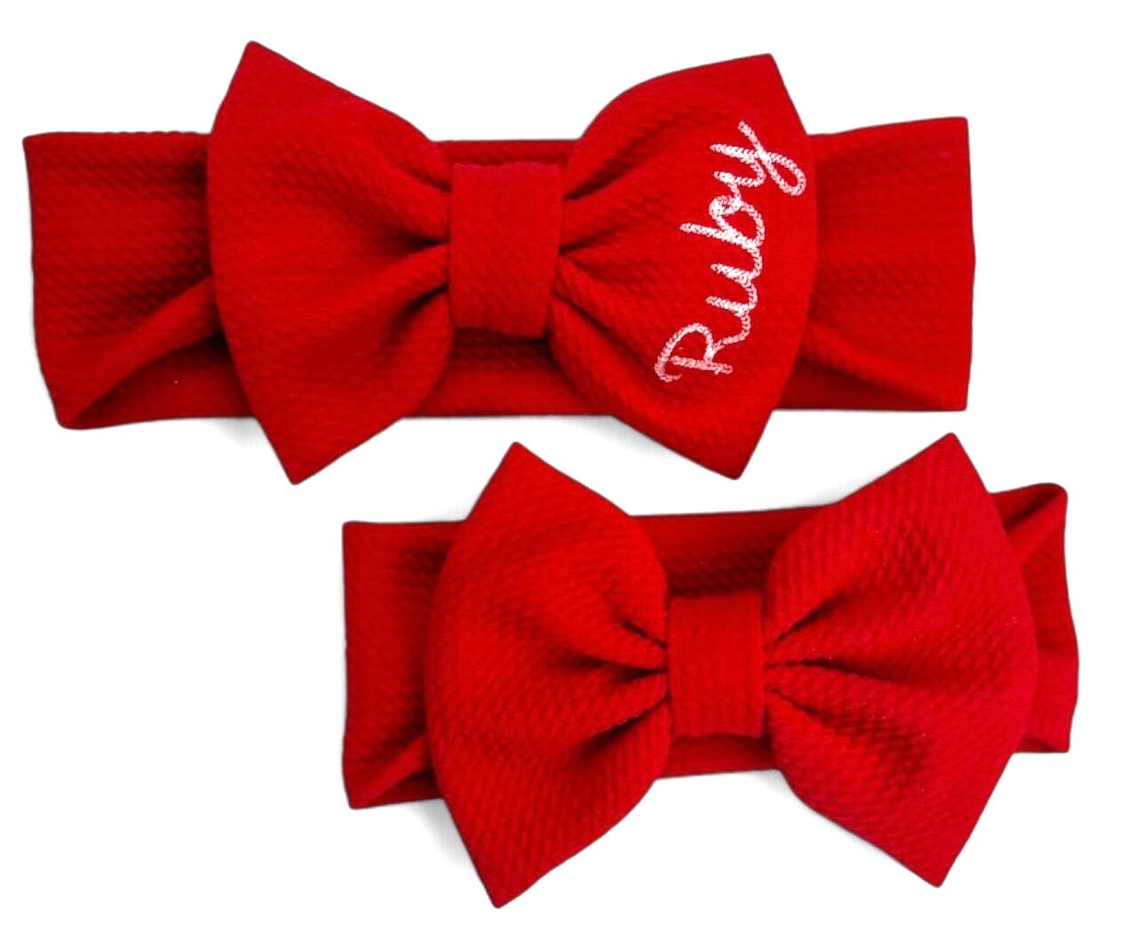 Game Day Bow Headband for Newborn, infant or toddler with Baby girl name or team logo Custom Stretchy headband monogrammed bow