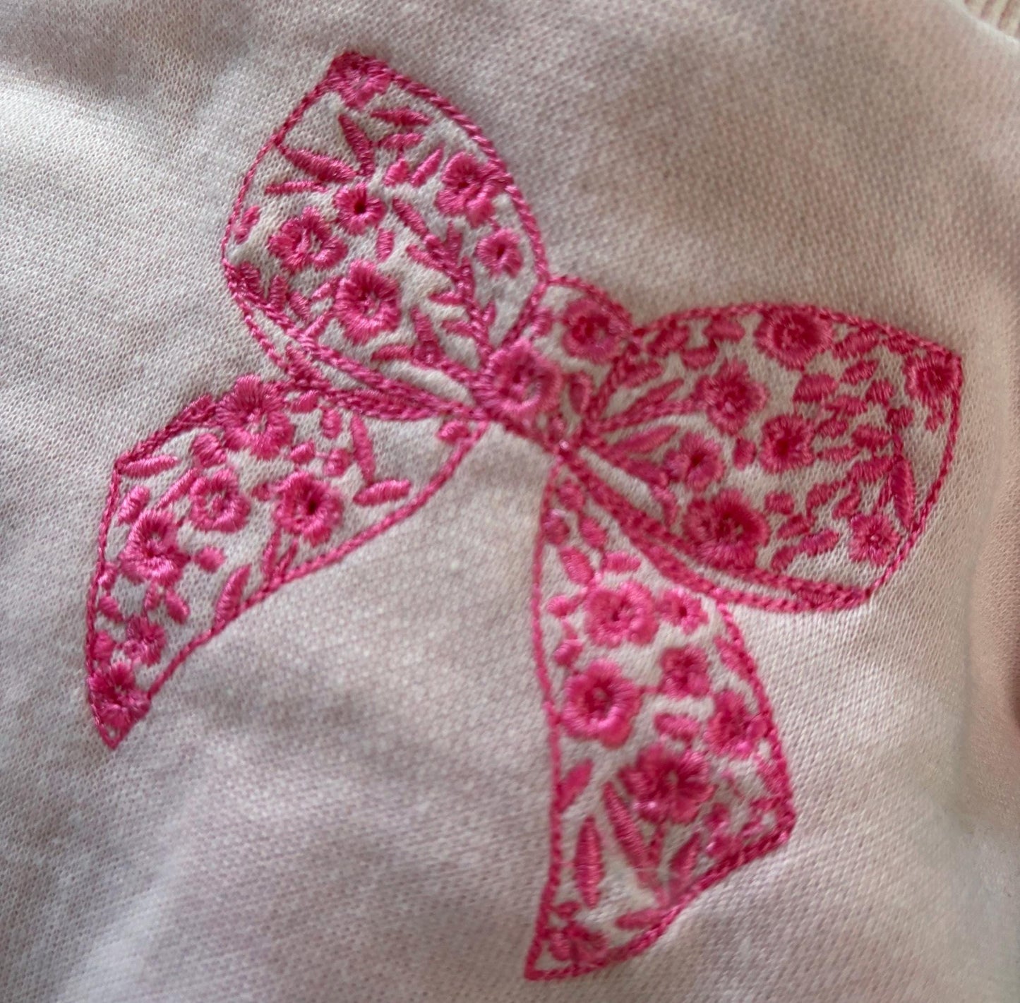 Floral Bow Embroidered Baby Romper - Custom Bubble Sweatshirt for Toddler, embroidered baby romper, toddler bubble, baby bubble sweatshirt