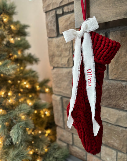 Velvet Ribbon Bow Stocking Tag