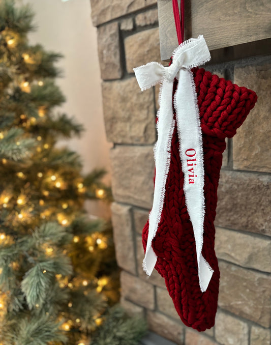 Velvet Ribbon Bow Stocking Tag