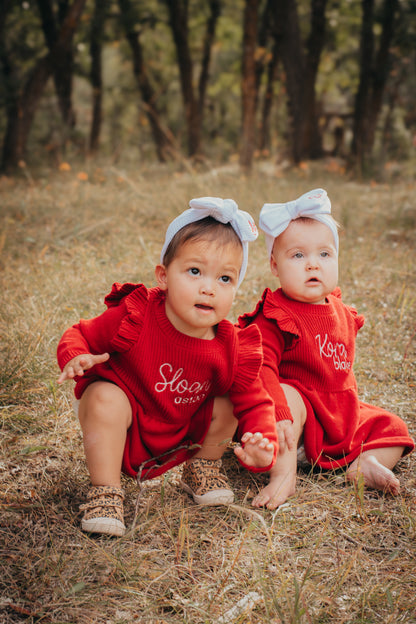 Ruffle Sweater Dress & Bow
