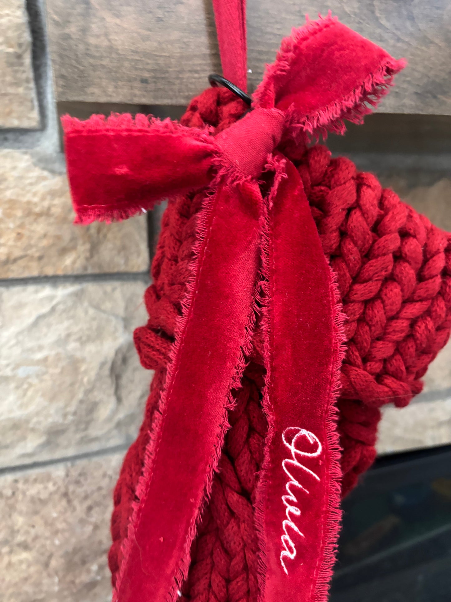 Velvet Ribbon Bow Stocking Tag