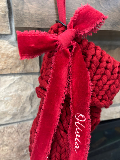 Velvet Ribbon Bow Stocking Tag