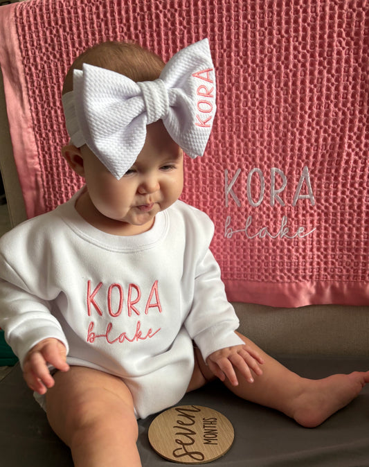 Personalized Blanket, Bow & Bubble Set