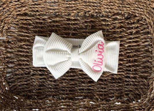 White Personalized Bow