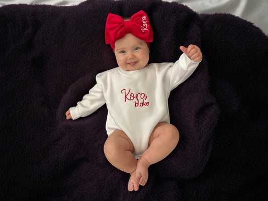 Christmas Sweatshirt Bubble Romper & Bow Set