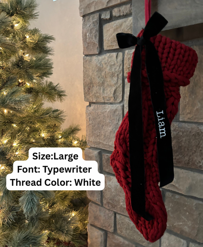 Velvet Ribbon Bow Stocking Tag