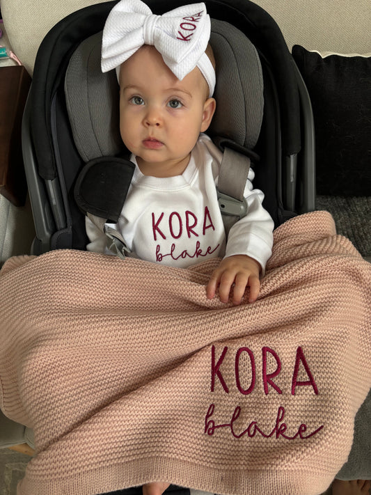 Personalized Blanket, Bow & Bubble Set