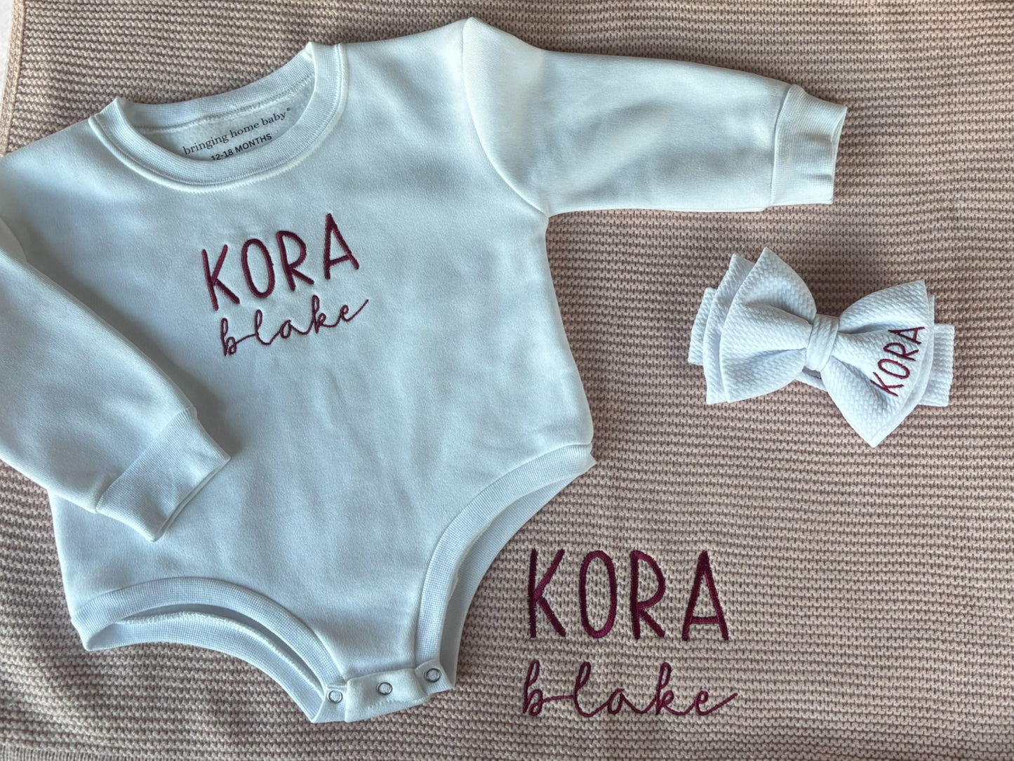 Personalized Blanket, Bow & Bubble Set