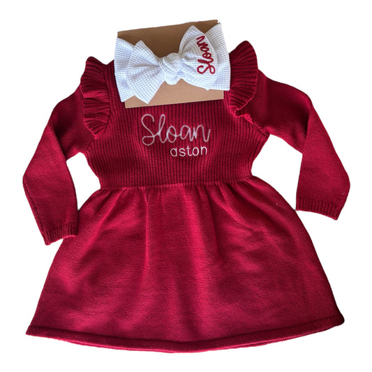 Ruffle Sweater Dress & Bow