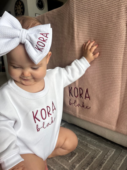 Personalized Blanket, Bow & Bubble Set