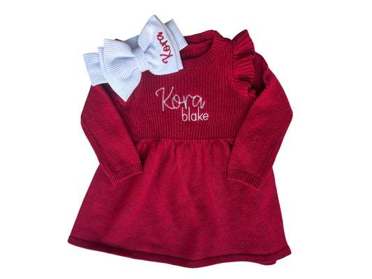 Ruffle Sweater Dress & Bow