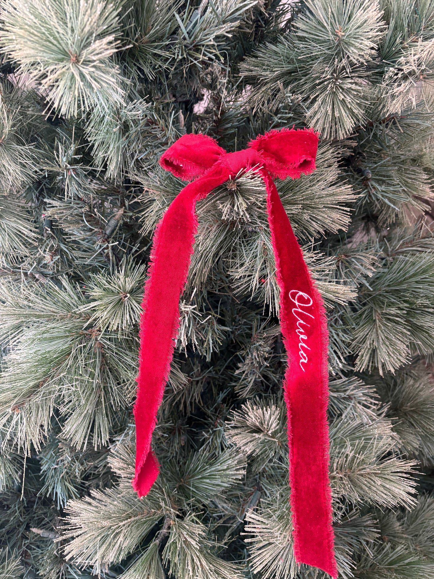 Velvet Ribbon Bow Stocking Tag