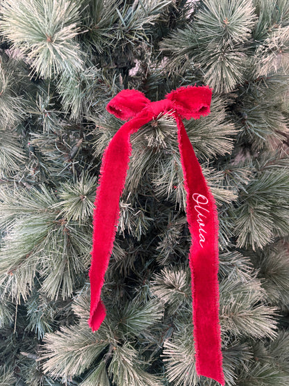 Velvet Ribbon Bow Stocking Tag