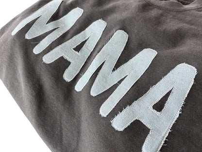 Mama Frayed Denim Sweatshirt