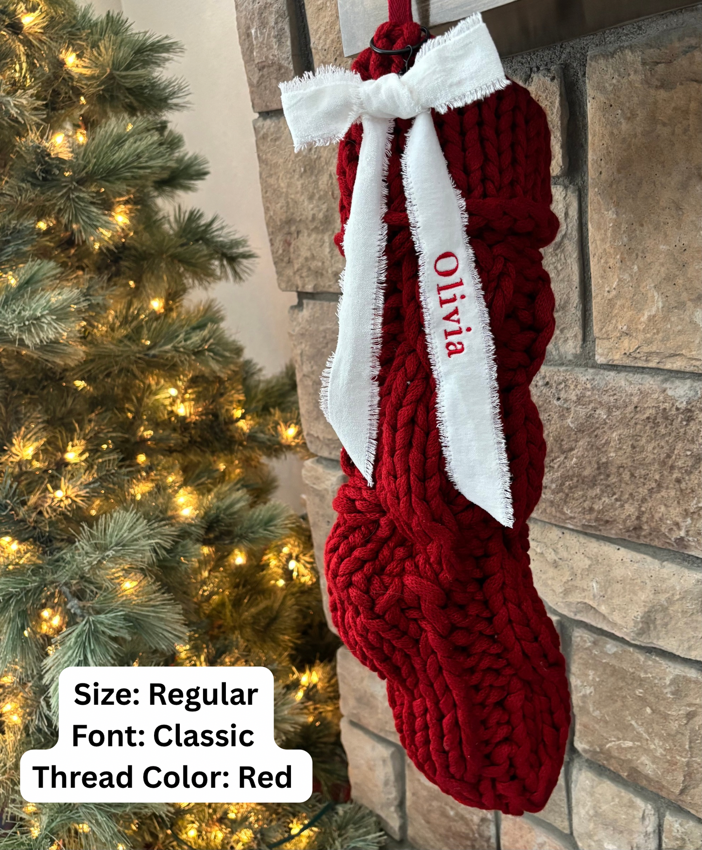 Velvet Ribbon Bow Stocking Tag