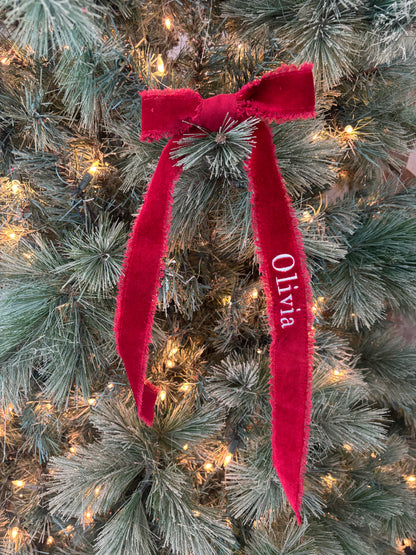 Velvet Ribbon Bow Stocking Tag
