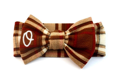 Personalized Bow Headband for baby girl with initial perfect for gifts, fall photos or thanksgiving. Custom Stretchy headband in plaid