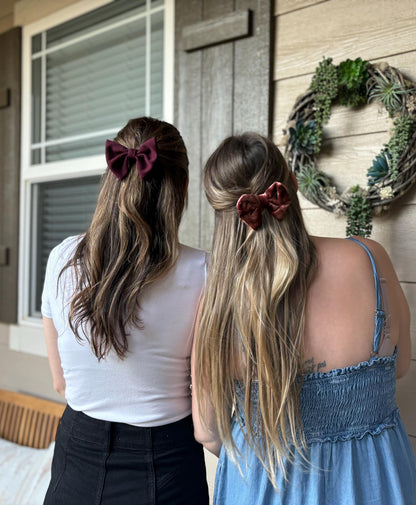 Fall bow, fall clip bow, fall bow gift set, terracotta velvet, velvet bow, fall outfit accessory, fall outfit, personalized fall bow, thanksgiving outfit, thanksgiving bow, holiday bow, holiday outfit, hair accessory