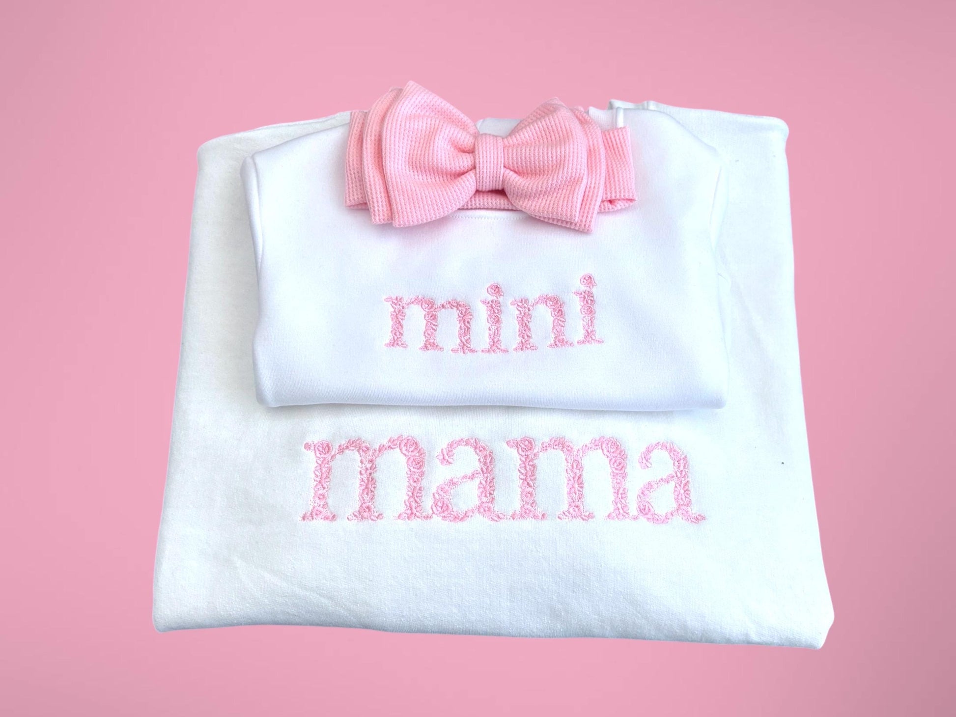 mama mini matching sweatshirt set, mama sweatshirt, floral mama sweatshirt , spring mom, Mother’s Day gift, gift for mom, girl mom, mommy and me outfit, baby girl gift, girl baby shower gift, baby girl bow, floral embroidery, spring mom