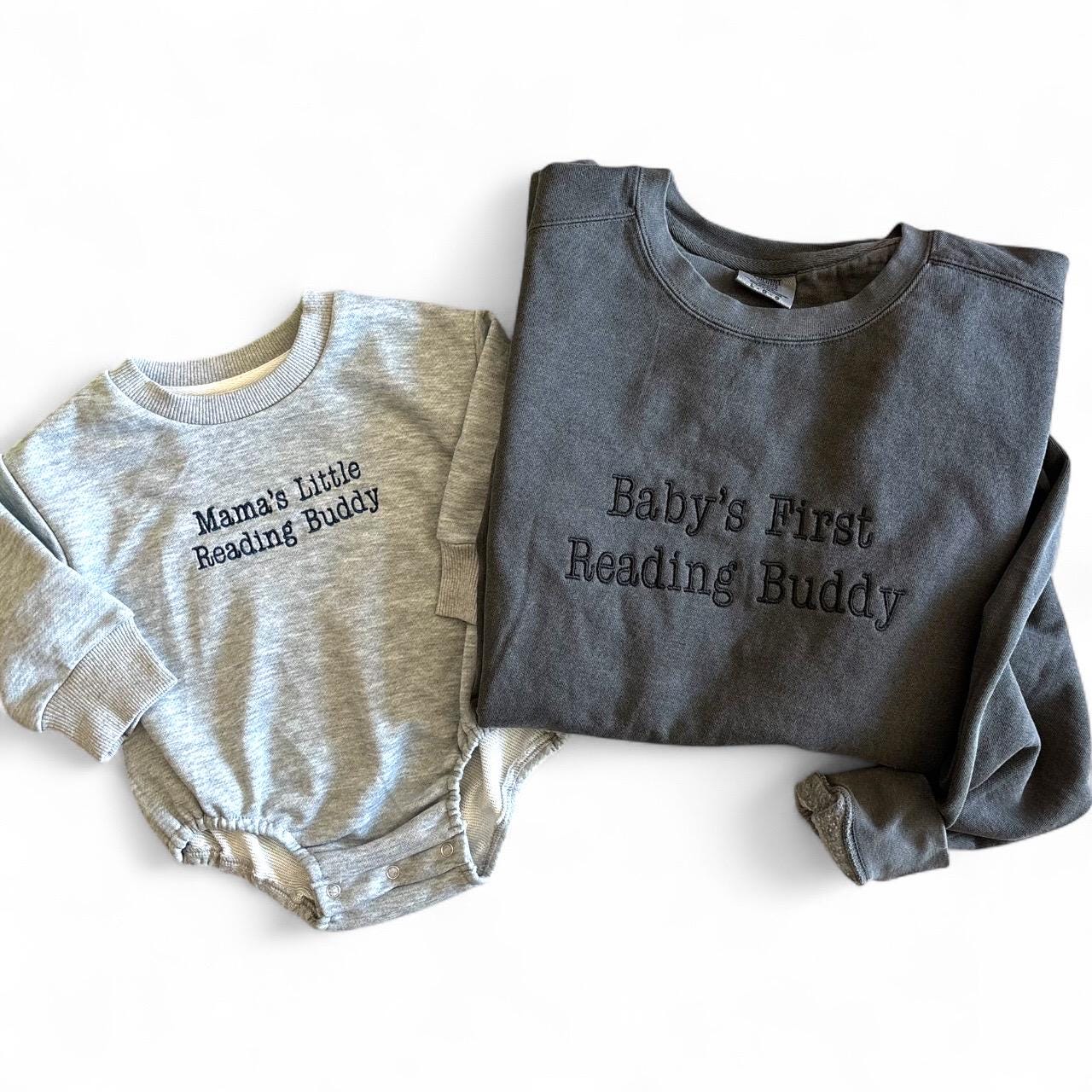 Mamas Little Reading Buddy and Baby’s First Reading Buddy Sweatshirt Set: Mommy and me, new mom gift, reading buddy, book club mom gift