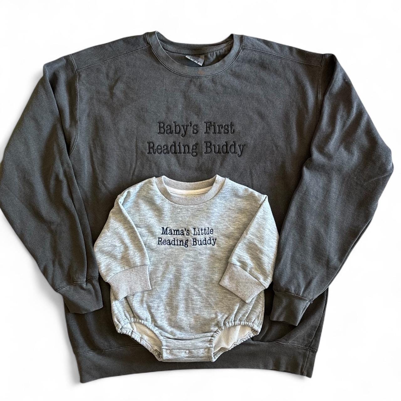 Mamas Little Reading Buddy and Baby’s First Reading Buddy Sweatshirt Set: Mommy and me, new mom gift, reading buddy, book club mom gift