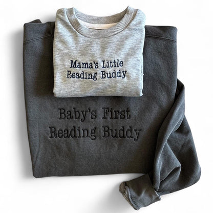 Mamas Little Reading Buddy and Baby’s First Reading Buddy Sweatshirt Set: Mommy and me, new mom gift, reading buddy, book club mom gift