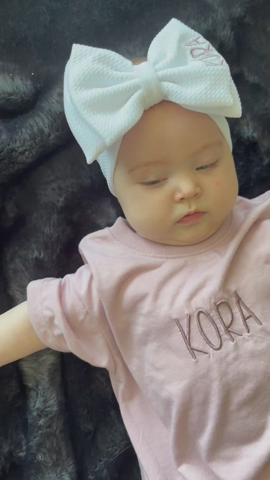 Dusty Rose Bubble Tee Romper & Bow Set