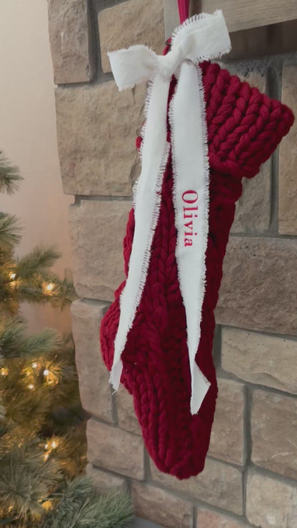 Velvet Ribbon Bow Stocking Tag