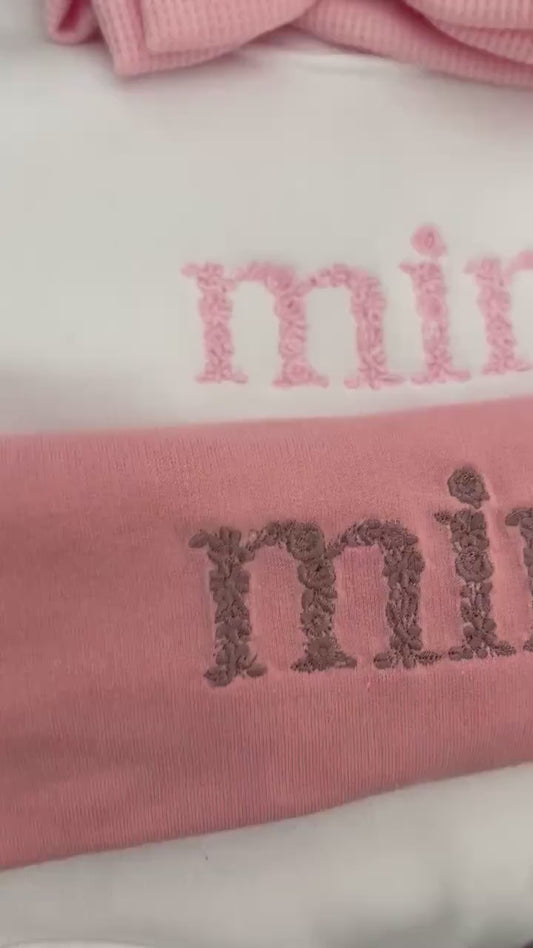 Custom Mama Mini Matching Sweatshirt Set with kid names on sleeve, girl mom gift,  Baby bubble romper, Mama sweatshirt, Baby Shower gift