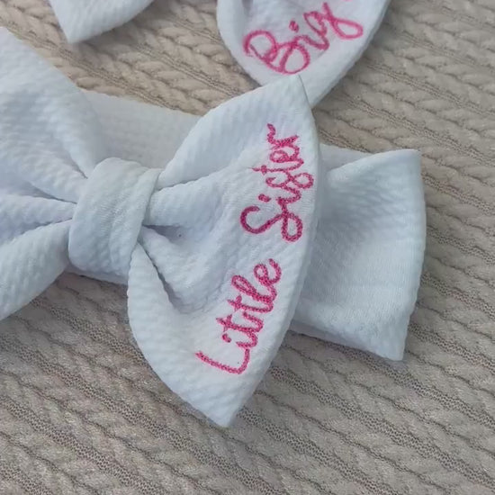 Little Sister Matching Bow Headband   Newborn infant or toddler perfect for family matching, baby sprinkle gift and baby announcement